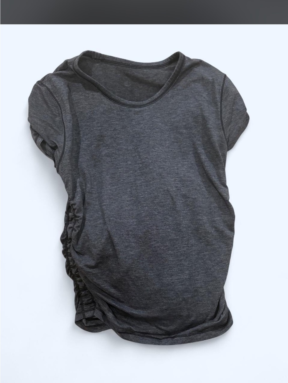 lululemon athletica Charcoal Gray Short Sleeve Ruched Tee